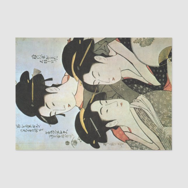 江戸の三美人, 歌麿 Three beautiful women of Edo, Utamaro Tissue Paper (Front)