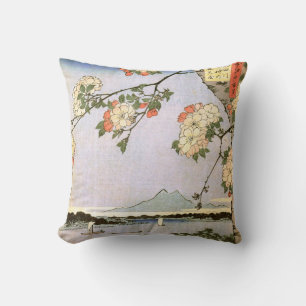 江戸の桜, 広重 Cherry Blossoms of Edo, Hiroshige, Ukiyoe Cushion