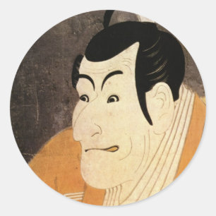 江戸の歌舞伎役者, 写楽 Edo Kabuki Actors, Sharaku, Ukiyoe Classic Round Sticker
