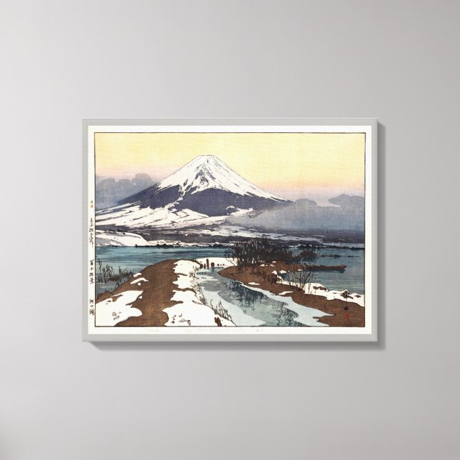河口湖, Lake Kawaguchi, Hiroshi Yoshida, Woodcut Canvas Print (Front)