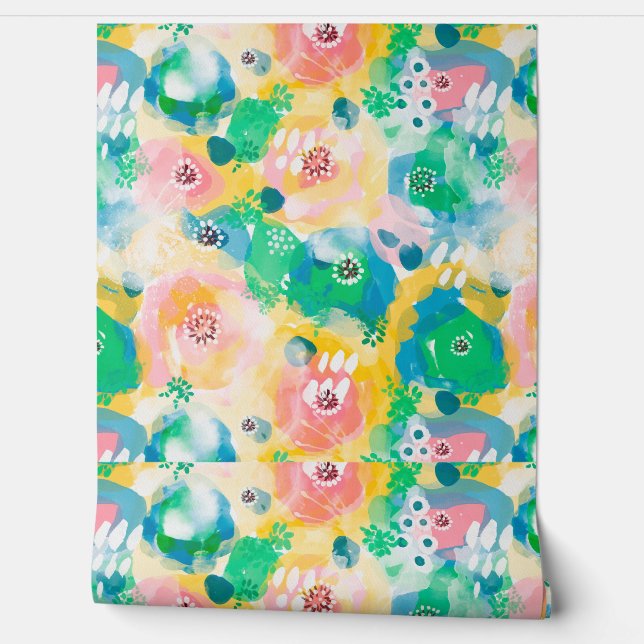 油絵調のカラフルなシームレスパターン柄 WALLPAPER (Unrolling)