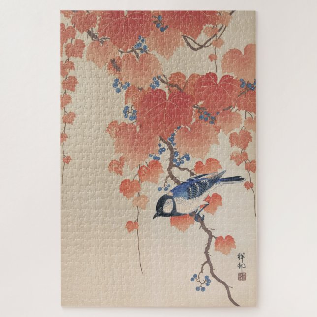 浮世絵パズル ukiyoe 小原古邨 「桐に四十雀」 ジグソーパズル jigsaw puzzle (Vertical)