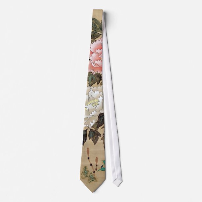 牡丹, 其一 Peony, Kiitsu, Japan Art Tie (Front)