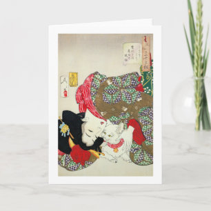 猫が好き, 芳年 I Love Cats, Yoshitoshi, Ukiyo-e Card
