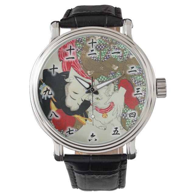 猫が好き, 芳年 I Love Cats, Yoshitoshi, Ukiyo-e Watch (Front)