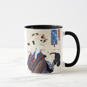 猫と女, 国芳 Cat and Woman, Kuniyoshi, Ukiyo-e Mug