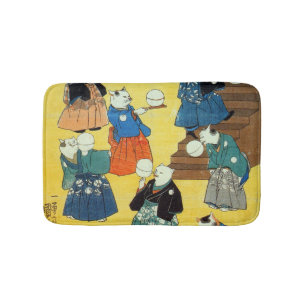猫の曲芸師, 国芳 Acrobat of the Cats, Kuniyoshi, Ukiyo-e Bath Mat