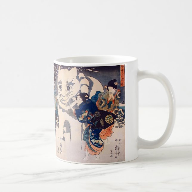 猫の雪だるま,国芳  Big Cat Snowman, Kuniyoshi, Ukiyo-e Coffee Mug (Right)