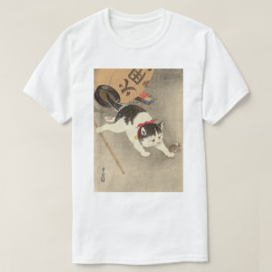 猫, 古邨 Cat Catching Mouse, Ohara Koson, Ukiyo-e T-Shirt