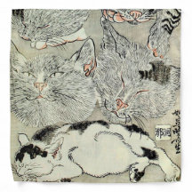 猫, 暁斎 Cats, Kyōsai, Ukiyo-e