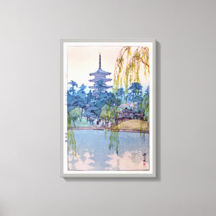 猿澤池, Sarusawa Pond, Hiroshi Yoshida, Woodcut Canvas Print