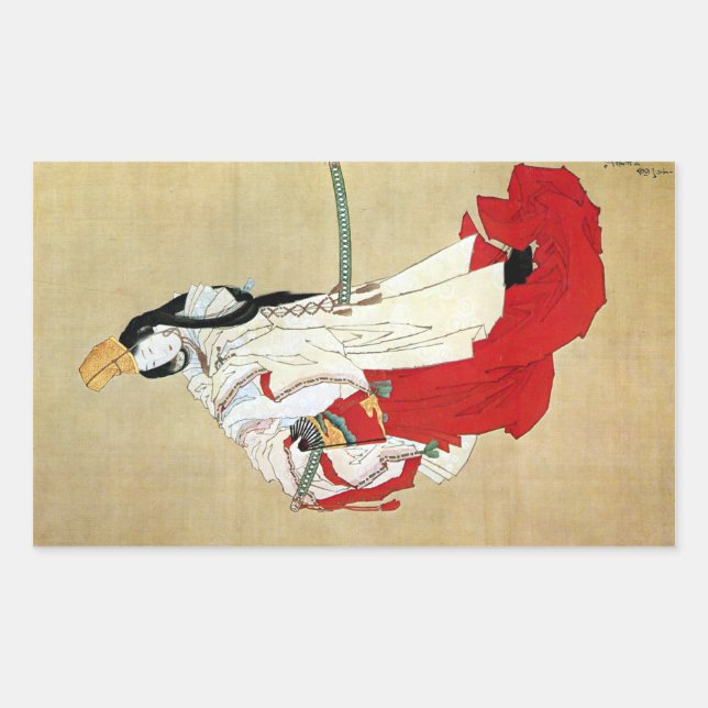 白拍子, 北斎 Shirabyōshi Dancer, Hokusai, Ukiyo-e Rectangular Sticker (Front)