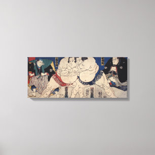 相撲, 国芳 Sumo Wrestling, Kuniyoshi, Ukiyo-e Canvas Print