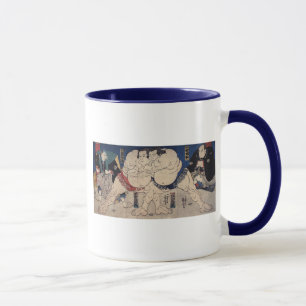 相撲, 国芳 Sumo Wrestling, Kuniyoshi, Ukiyo-e Mug