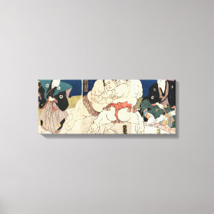 相撲, 国貞 Smou wrestling, Kunisada, Ukiyo-e Canvas Print
