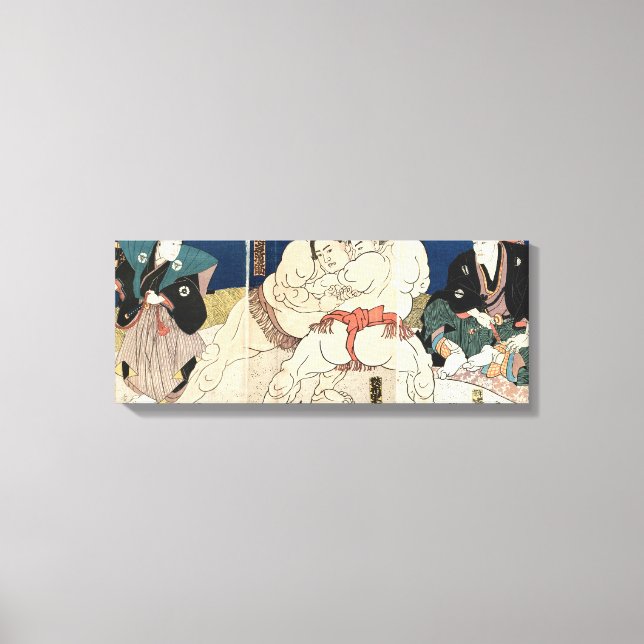 相撲, 国貞 Smou wrestling, Kunisada, Ukiyo-e Canvas Print (Front)
