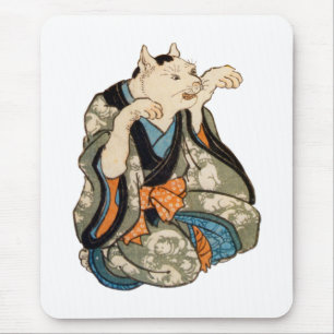 着物の猫, 芳藤 Kimono Cat, Yoshifuji, Ukiyoe Mouse Mat