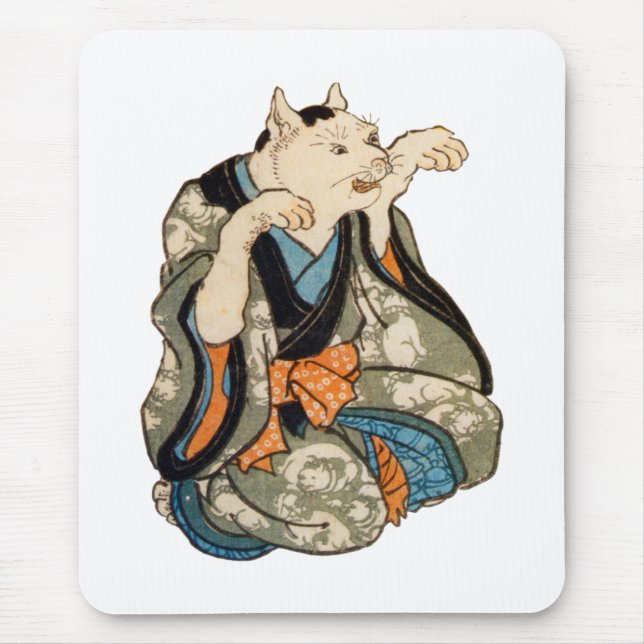 着物の猫, 芳藤 Kimono Cat, Yoshifuji, Ukiyoe Mouse Mat (Front)