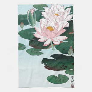 睡蓮, 古邨 Water Lily, Koson, Ukiyo-e Tea Towel