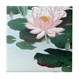 睡蓮, 古邨 Water Lily, Koson, Ukiyo-e Tile