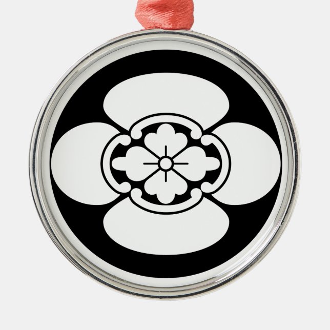 石持ち地抜き木瓜 METAL TREE DECORATION (Front)