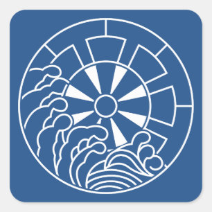 石持ち地抜き浪に源氏車 SQUARE STICKER