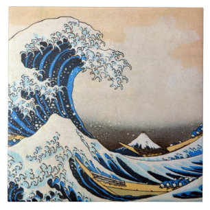 神奈川沖浪裏, 北斎 Great Wave, Hokusai, Ukiyo-e Tile