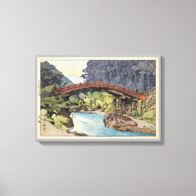 神橋, Sacred Bridge, Hiroshi Yoshida, Woodcut Canvas Print (Front)