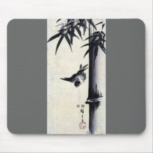 竹に雀, 歌川広重 Bamboo & Sparrow, Hiroshige, Sumi-e Mouse Mat