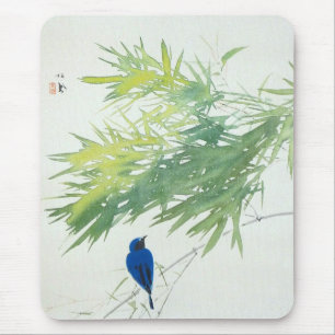 竹に青鳥, 栖鳳 Bamboo and Blue bird, Seihō, Japanese Art Mouse Mat