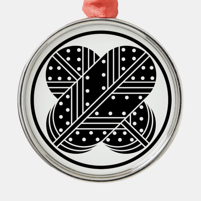 糸輪に斑いり違い鷹の羽 METAL TREE DECORATION (Front)