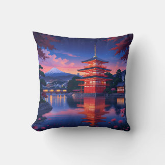 「紅葉の夜、富士に願う(Autumn Night, Wishing on Fuji)」 Cushion
