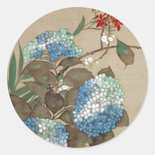 紫陽花, 抱一 Hydrangea, Hōitsu Classic Round Sticker