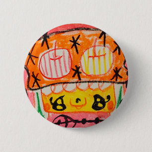 缶バッジ  りんご帽子の女の子 6 CM ROUND BADGE
