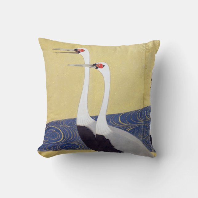 群鶴図屏風（部分）, 其一 Cranes(detail), Kiitsu Cushion (Front)