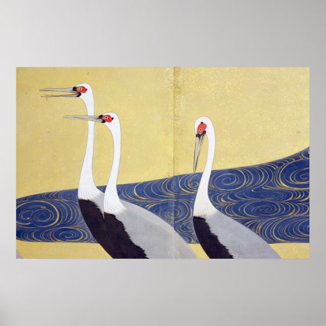 群鶴図屏風（部分）, 其一 Cranes(detail), Kiitsu Poster (Front)