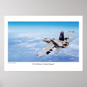 航空芸術ポスター「F/A-18ホーネット・ゴールデン・ドラゴン」 POSTER