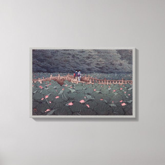 芝弁天池, 川瀬巴水, Benten Pond Lotus, Hasui Kawase Canvas Print (Front)