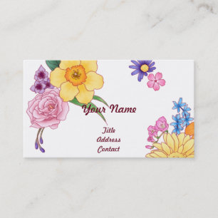 【花イラスト】 Illustration of Flowers Business Card