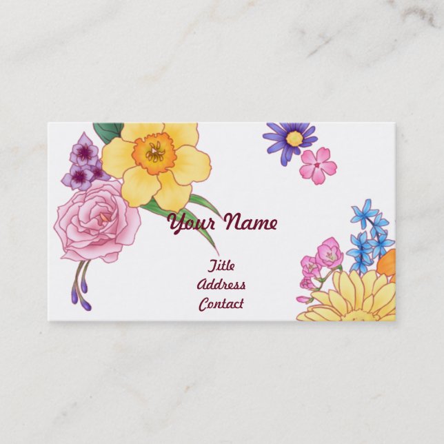 【花イラスト】  Illustration of Flowers Business Card (Front)