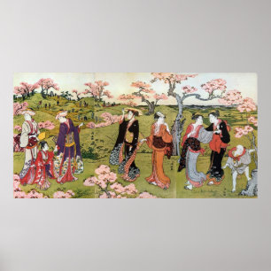 花見, 清長  Flower Viewing, Kiyonaga, Ukiyo-e Poster