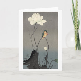 蓮にカワセミ, 古邨 Kingfisher on Lotus, Koson, Ukiyo-e Card