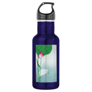 蓮に白鷺, 小原古邨 Lotus & White heron, Koson, Ukiyo-e 532 Ml Water Bottle