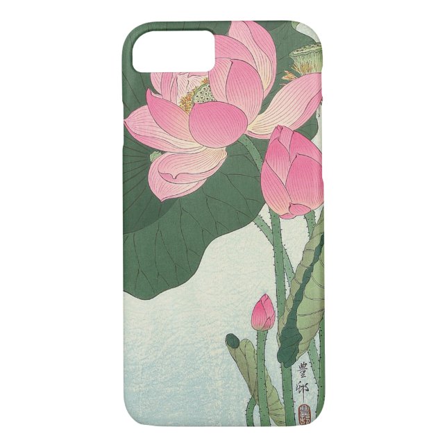 蓮の花, 小原古邨 Lotus flower, Ohara Koson, Ukiyo-e Case-Mate iPhone Case (Back)