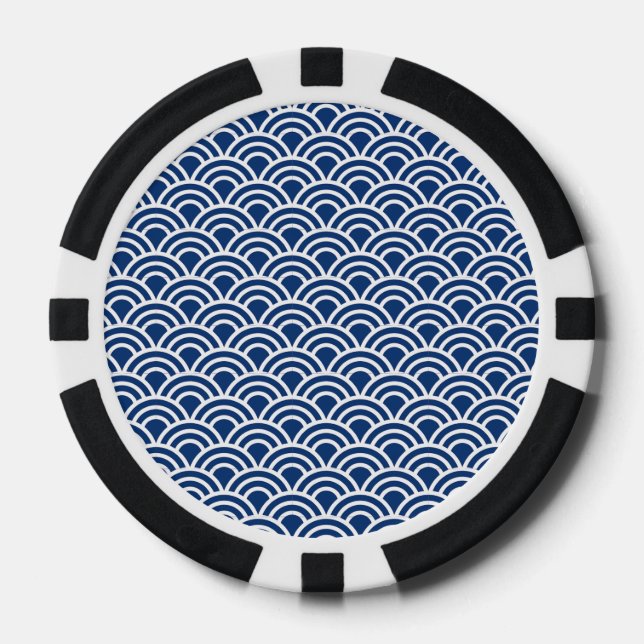 藍色の波小紋 POKER CHIPS (Front)