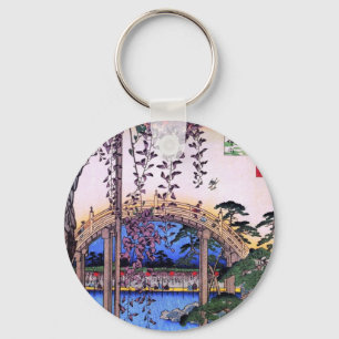 藤と太鼓橋, 広重 Wisteria and Arched Bridge, Hiroshige Key Ring