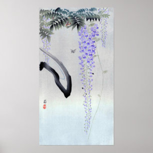 藤の花, 古邨 Flowering Wisteria, Ohara Koson, Woodcut Poster