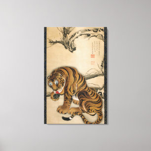 虎図, 若冲 Tiger, Jakuchu, Japan Art Canvas Print