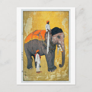 象, Elephant, Hiroshi Yoshida, Woodcut Postcard