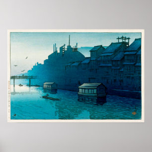 道頓堀の朝, Morning at Dôtonbori, Hasui Kawa Poster